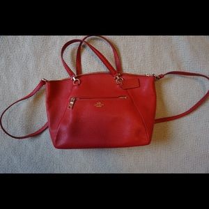 Coach Prairie Satchel in Red Pebbled Leather